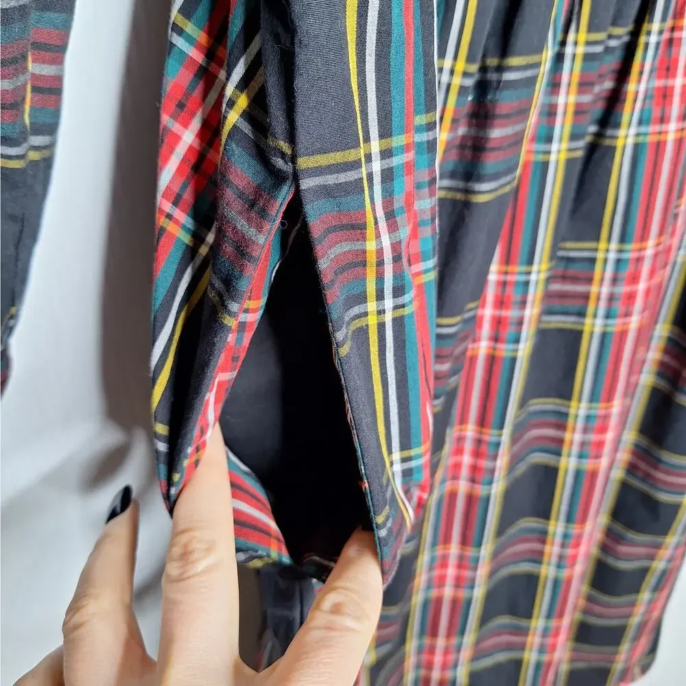 J. Crew Tartan Plaid Midi Dress Smocked Cotton Cottagecore XXL 2X Academia